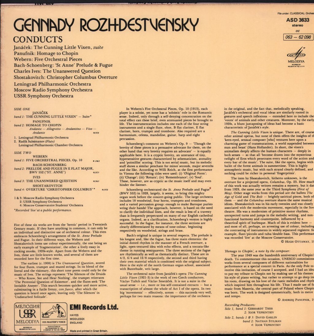 Gennady Rozhdestvensky - Gennady Rozhdestvensky Conducts - Lp