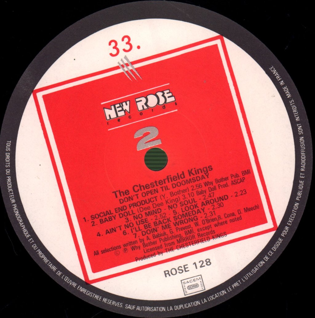 Chesterfield Kings - Don't Open Til Doomsday - Lp