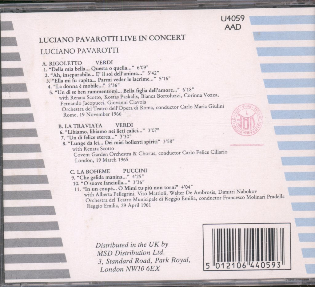 Luciano Pavarotti - Luciano Pavarotti Live In Concert - Cd