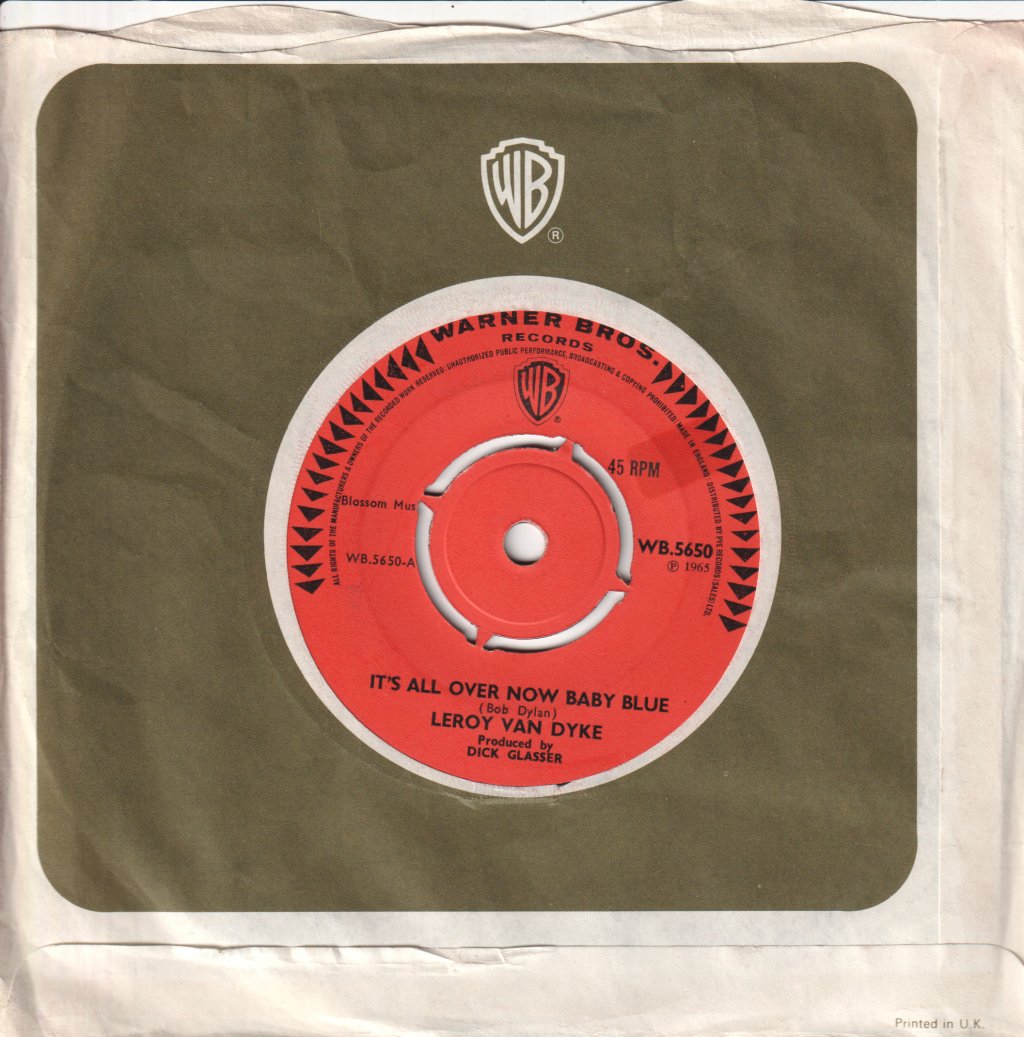 Leroy Van Dyke - It's All Over Now Baby Blue - 7 Inch