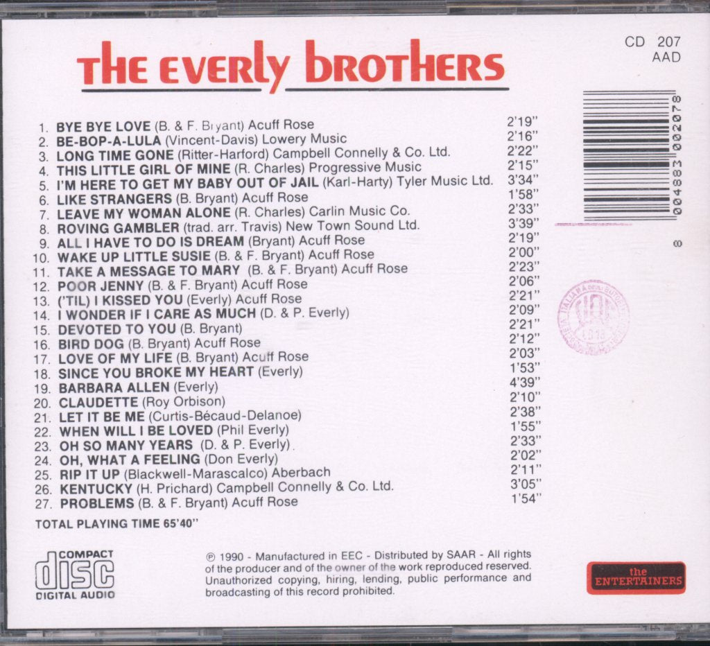 Everly Brothers - Bye Bye Love - Cd