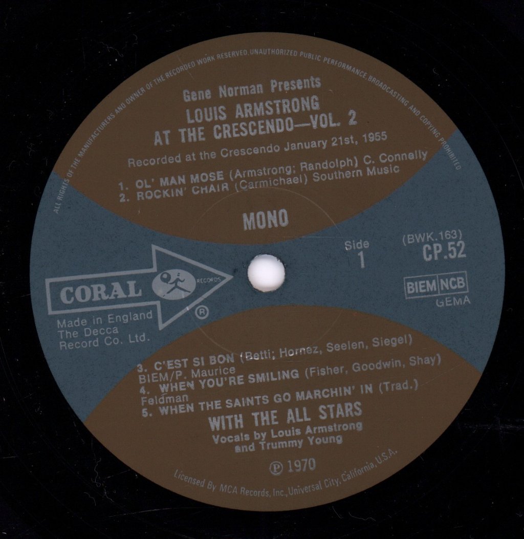 Louis Armstrong - At The Crescendo Volume 2 - Lp
