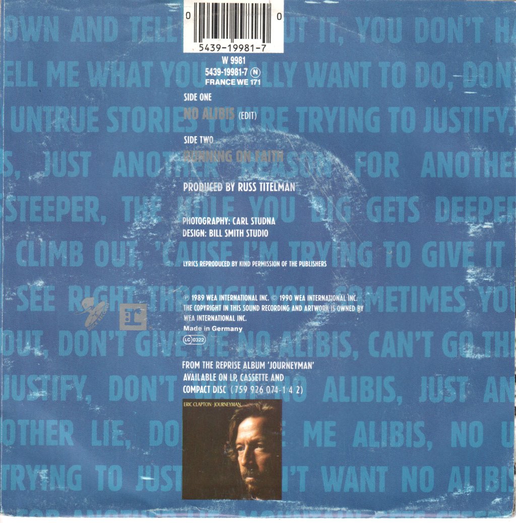 Eric Clapton - No Alibis - 7 Inch