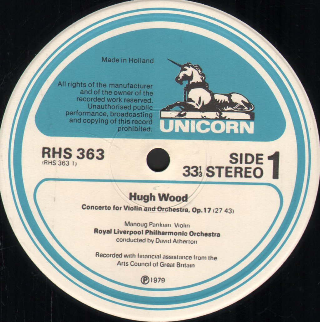 Manoug Parikian / Moray Welsh / Royal Liverpool Philharmonic Orchestra - Hugh Wood - Violin Concerto / Cello Concerto - Lp