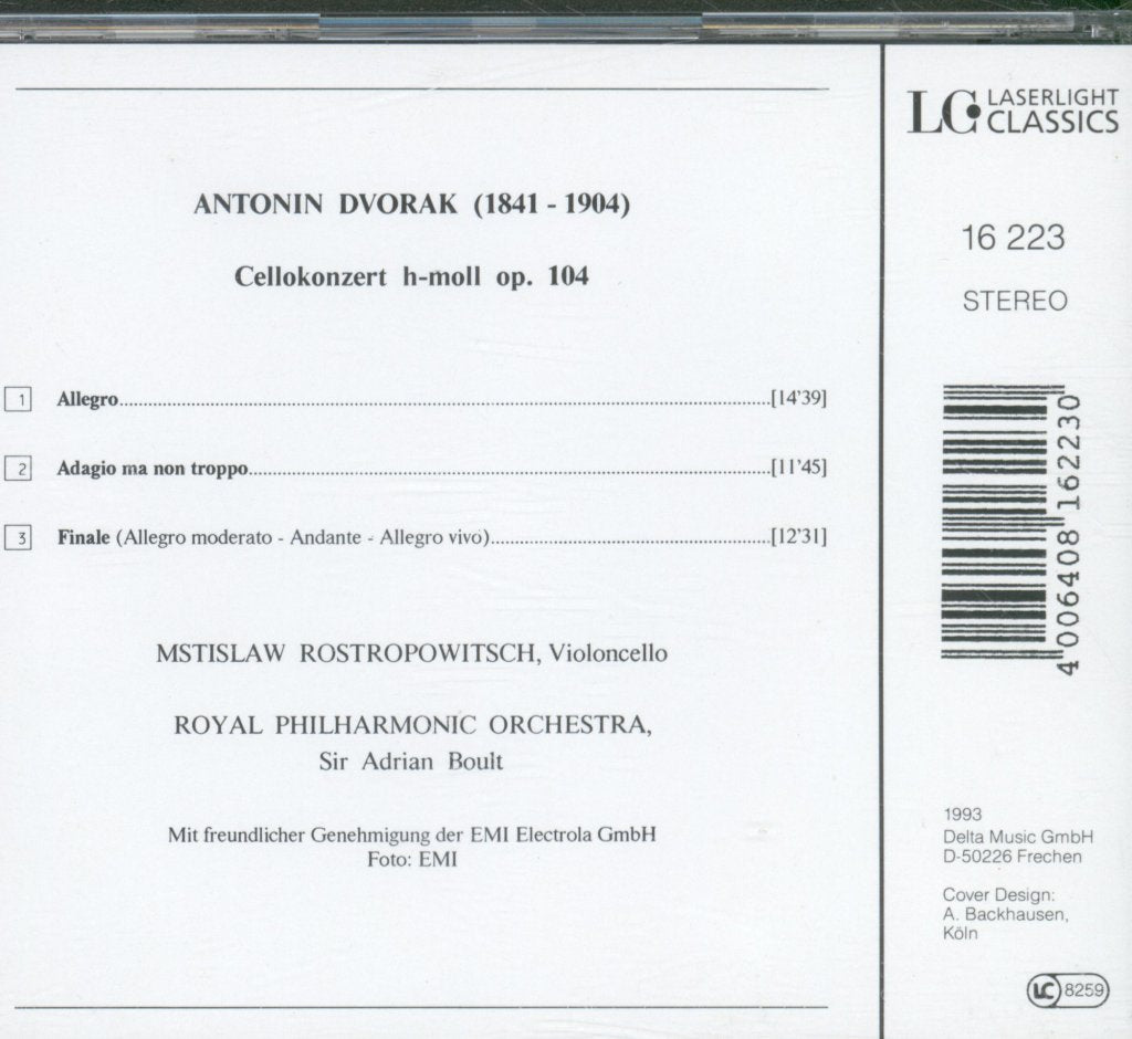 Rostropowitsch, Royal Philharmonic Orchestra, Sir Adrian Boult - Dvorak - CelloKonzert H-Moll Op 104 - Cd