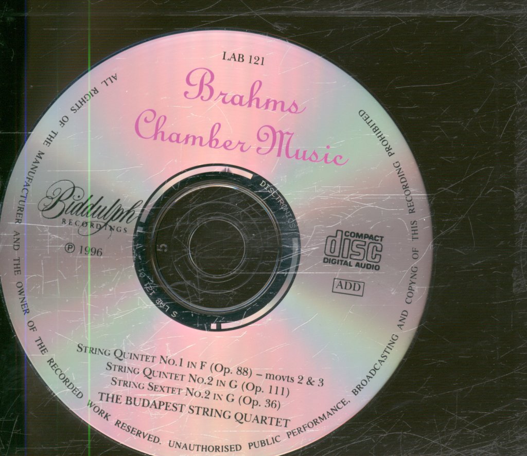 Budapest Quartet, Alfred Hobday, Anthony Pini - Brahms Chamber Music - Double Cd