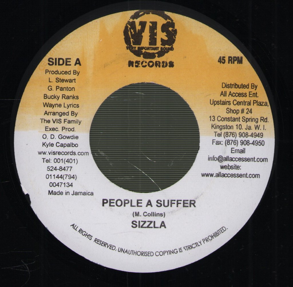 Sizzla / Ricky General - People A Suffer / World Cry - 7 Inch