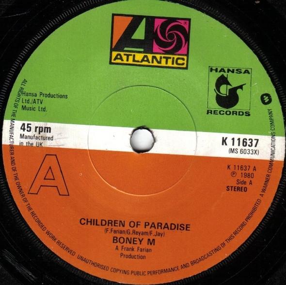 Boney M - Children Of Paradise / Gadda-Da-Vida - 7 Inch