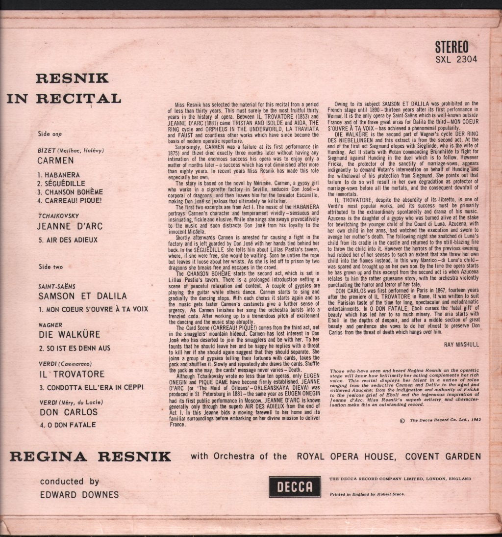 Regina Resnik - On The Wings Of Opera - Lp