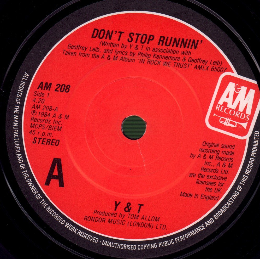 Y&T - Don't Stop Running - 7 Inch