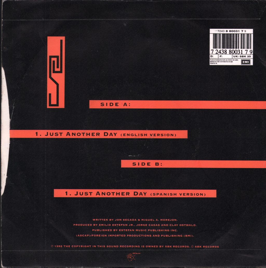 Jon Secada - Just Another Day - 7 Inch