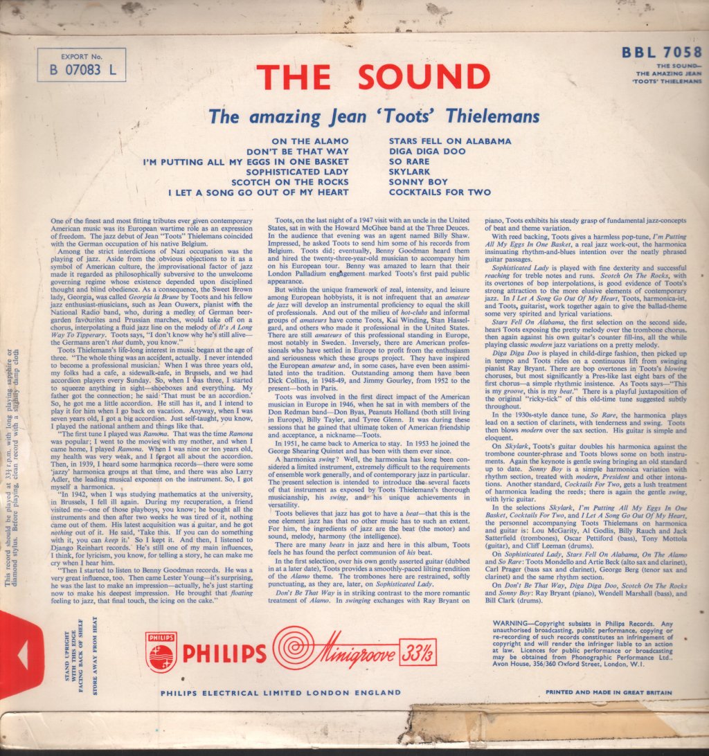 Jean Toots Thielemans - Sound - Lp
