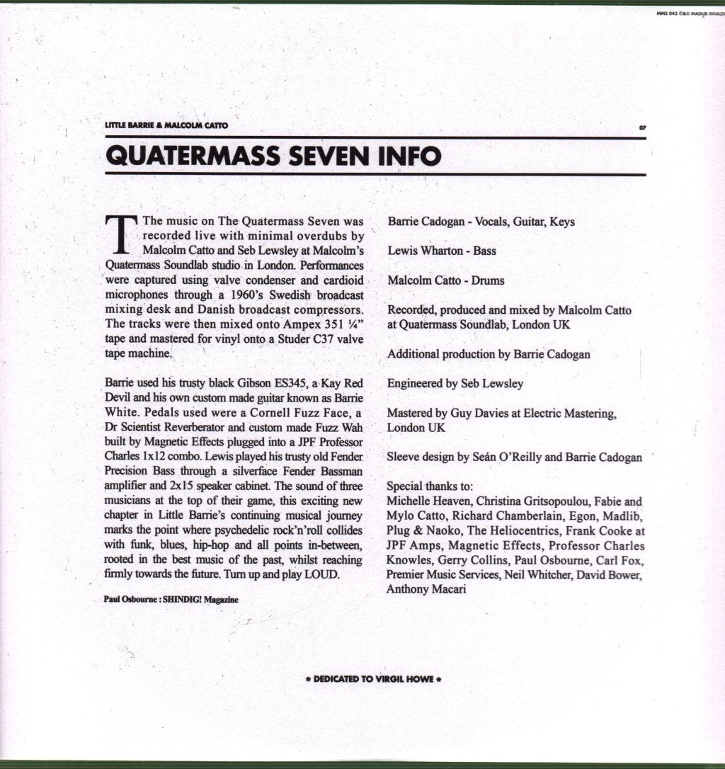 Little Barrie & Malcolm Catto - Quatermass Seven - Lp