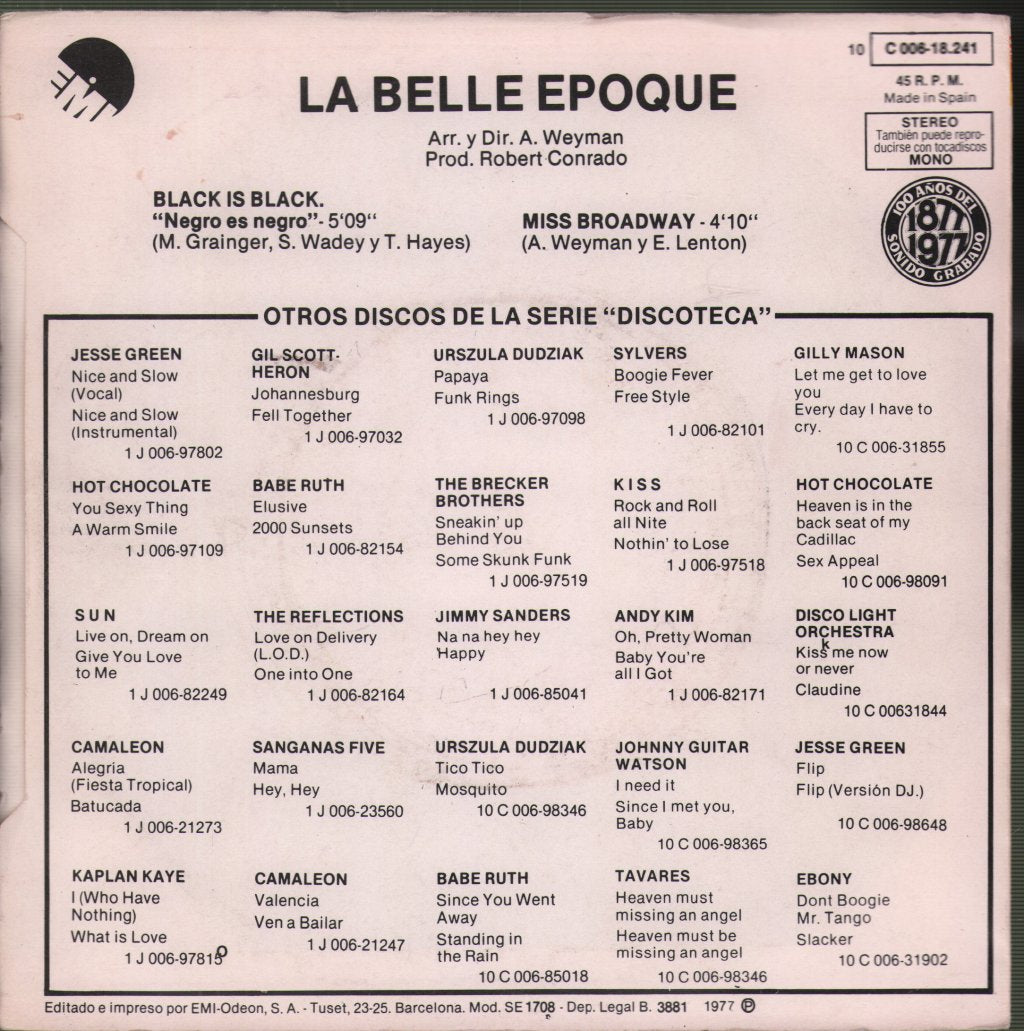 Belle Epoque - Black Is Black - 7 Inch
