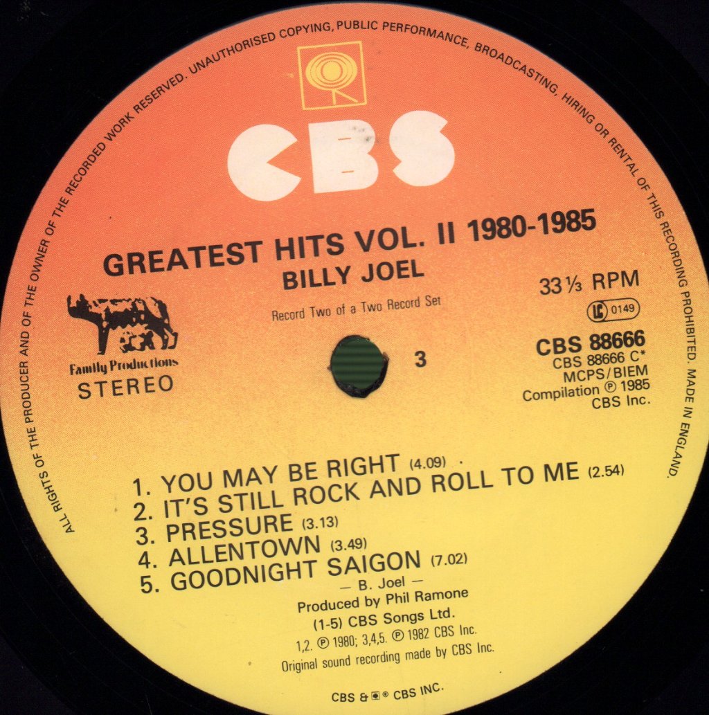 Billy Joel - Greatest Hits Volume 1 And Volume 2 - Double Lp