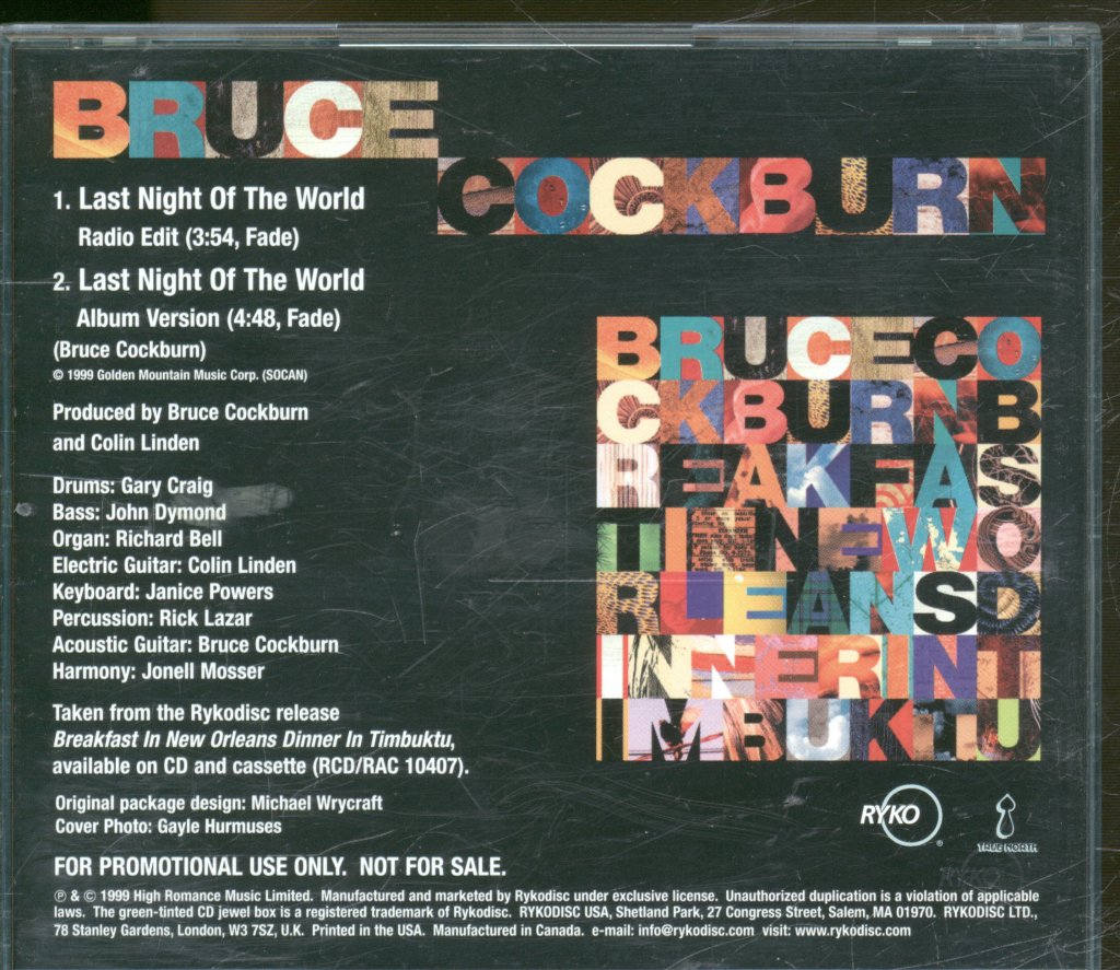 Bruce Cockburn - Last Night Of The World - Cd