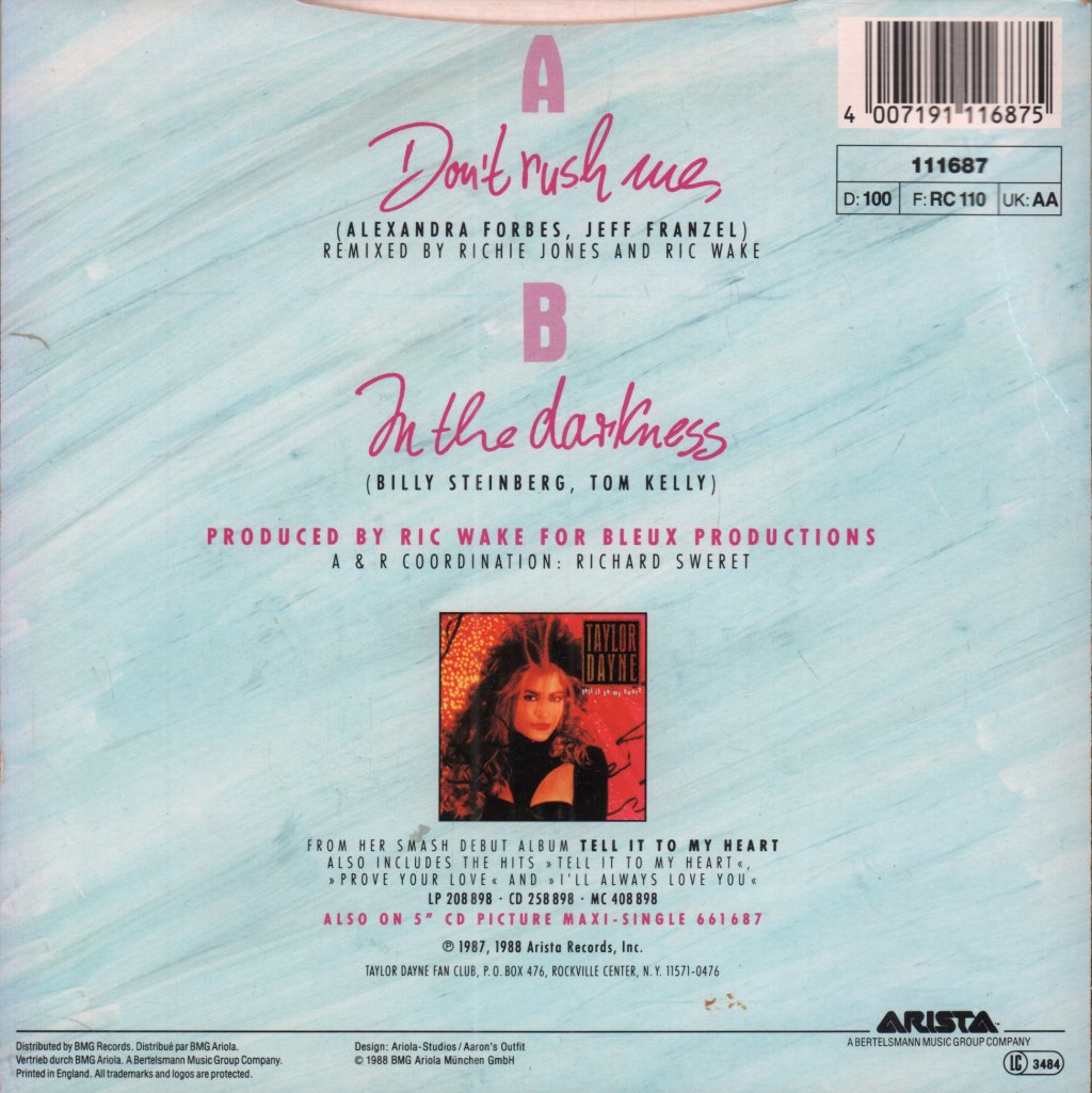 Taylor Dayne - Don't Rush Me - 7 Inch