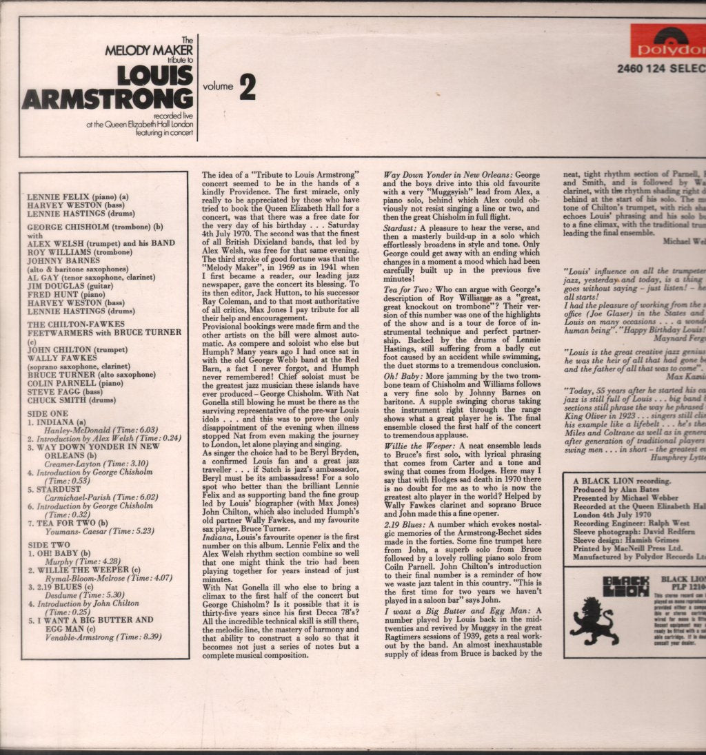 Various Artists - Melody Maker Tribute To Louis Armstrong Volume 2 - Lp