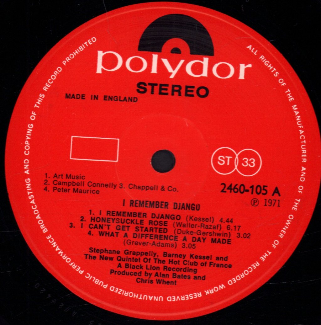 Stephane Grappelli and Barney Kessel - I Remember Django - Lp