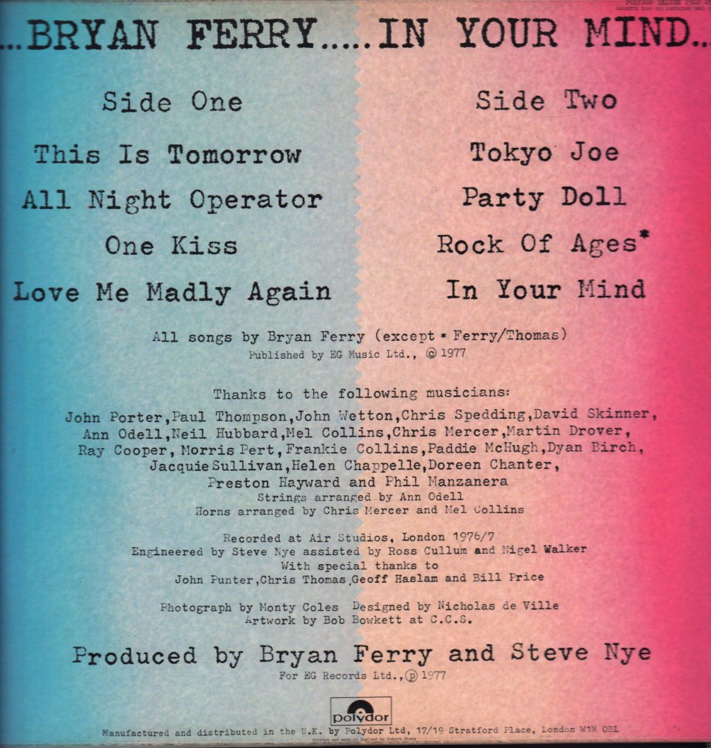 Bryan Ferry - In Your Mind - Lp