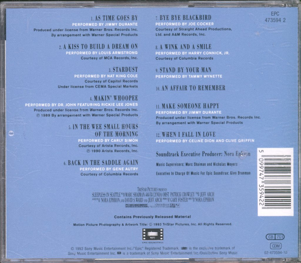 Various Artists - Sleepless In Seattle (Original Motion Picture Soundtrack) - Cd