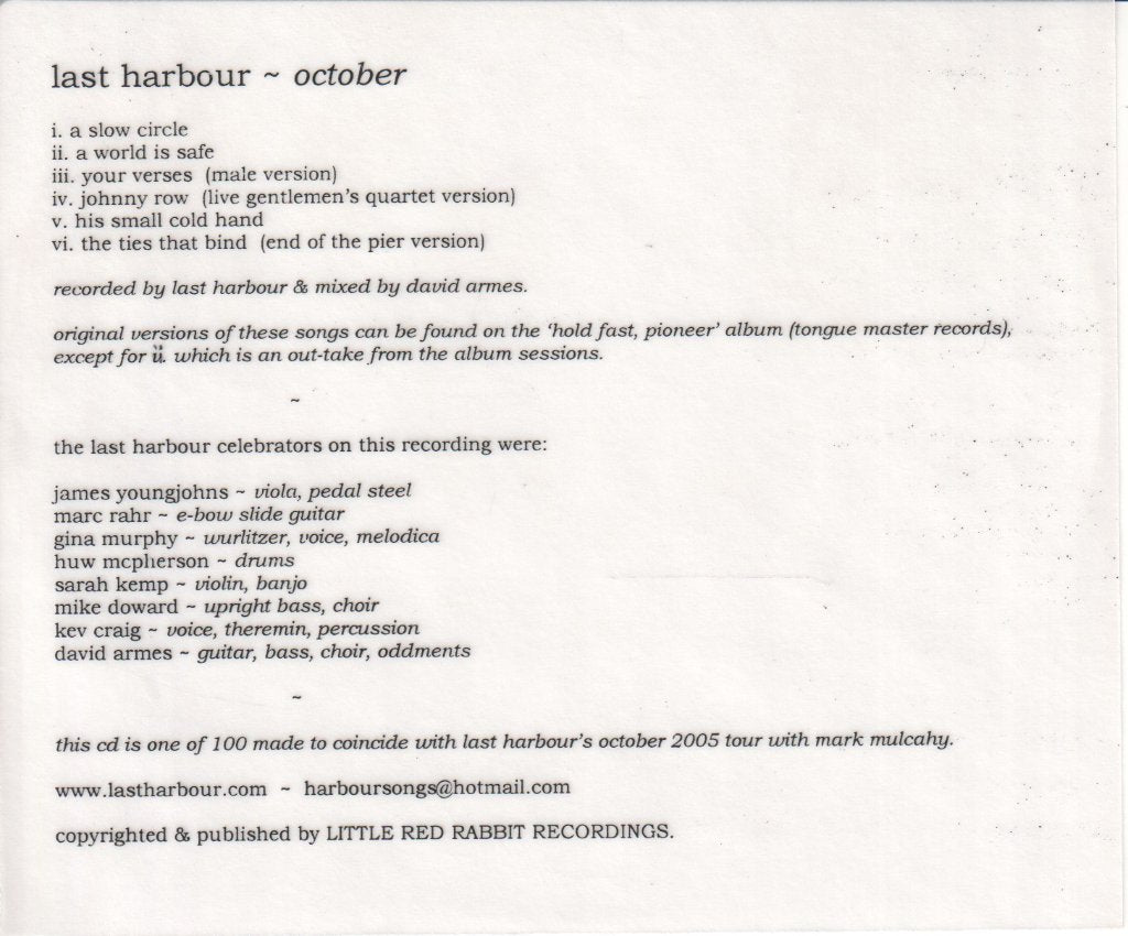 Last Harbour - October - Cdr