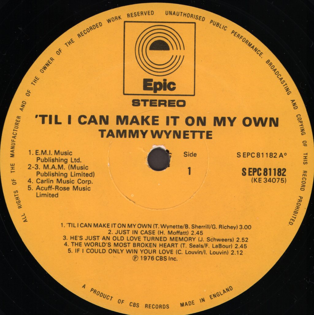 Tammy Wynette - Til I Can Make It On My Own - Lp
