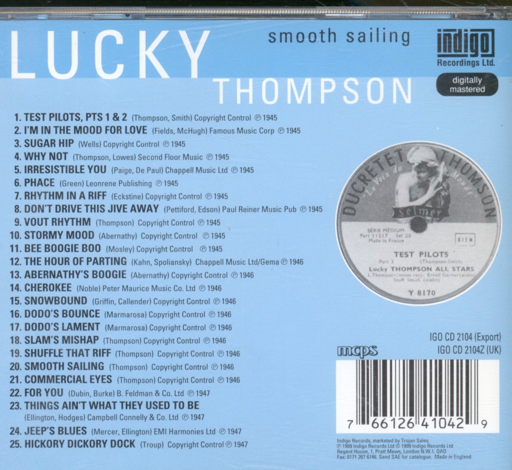 Lucky Thompson - Smooth Sailing - Cd