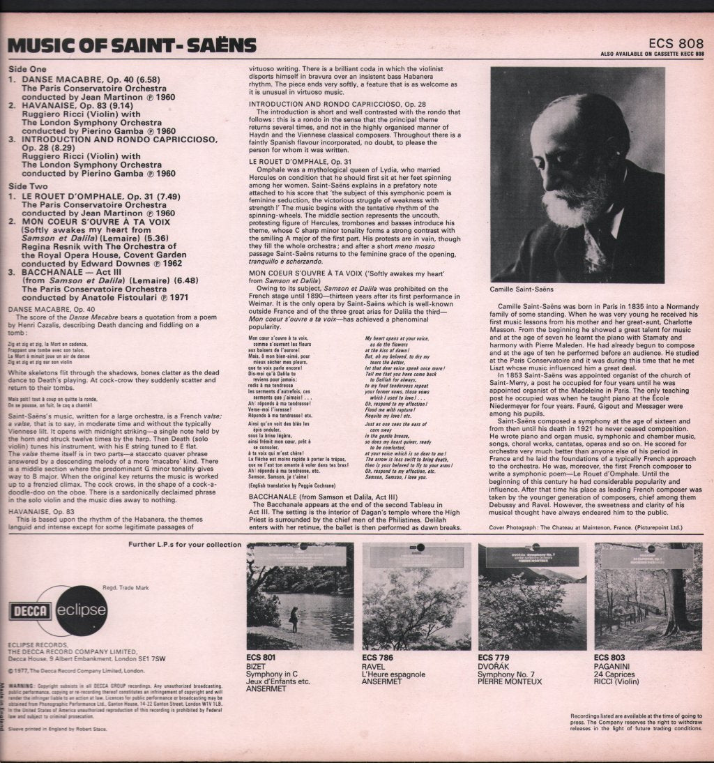 Various Artists - Music Of Saint-Saens - Lp