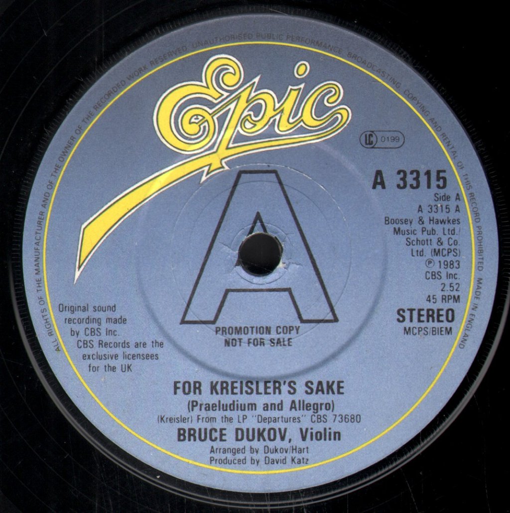 Bruce Dukov - For Kreisler's Sake - 7 Inch