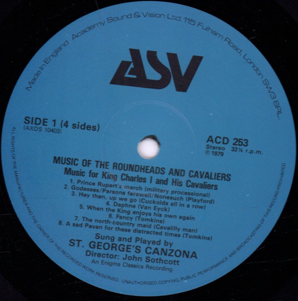 St. George's Canzona - Music Of The Roundheads And Cavaliers - Double Lp
