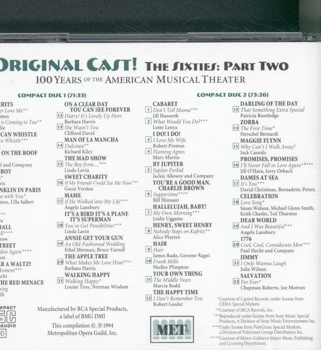 Original Cast 100 Years of American Musical Theatre - Sixties Part Two - Double Cd