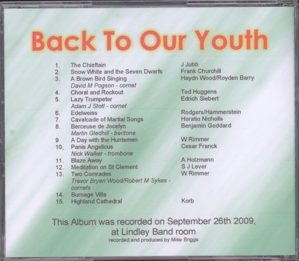 Slaithwaite Junior Band - Back To Our Youth - Cdr