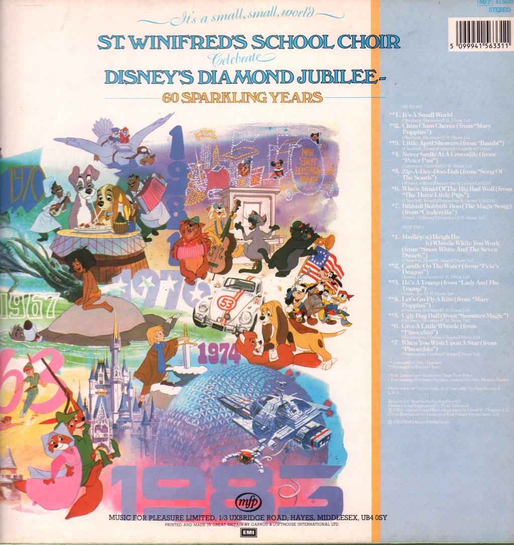 St Winifreds School Choir - It's A Small, Small World Celebrate Disney's Diamond Jubilee 60 Sparkling Years - Lp