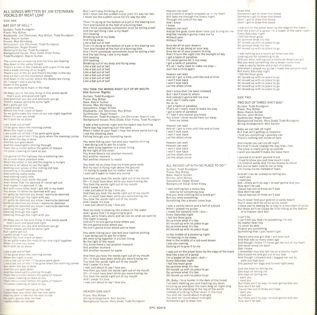 Meat Loaf - Bat Out Of Hell - Lp