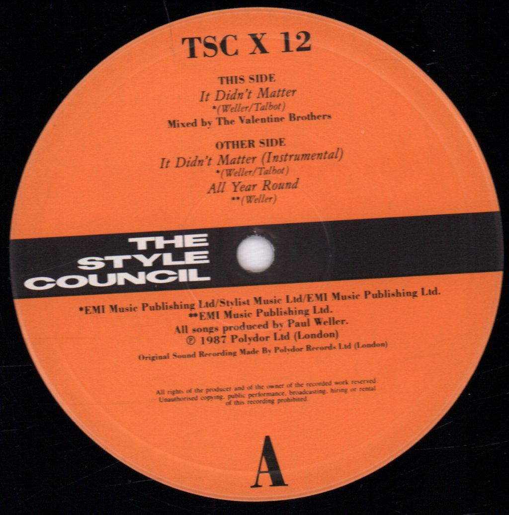 Style Council - It Didn't Matter - 12 Inch