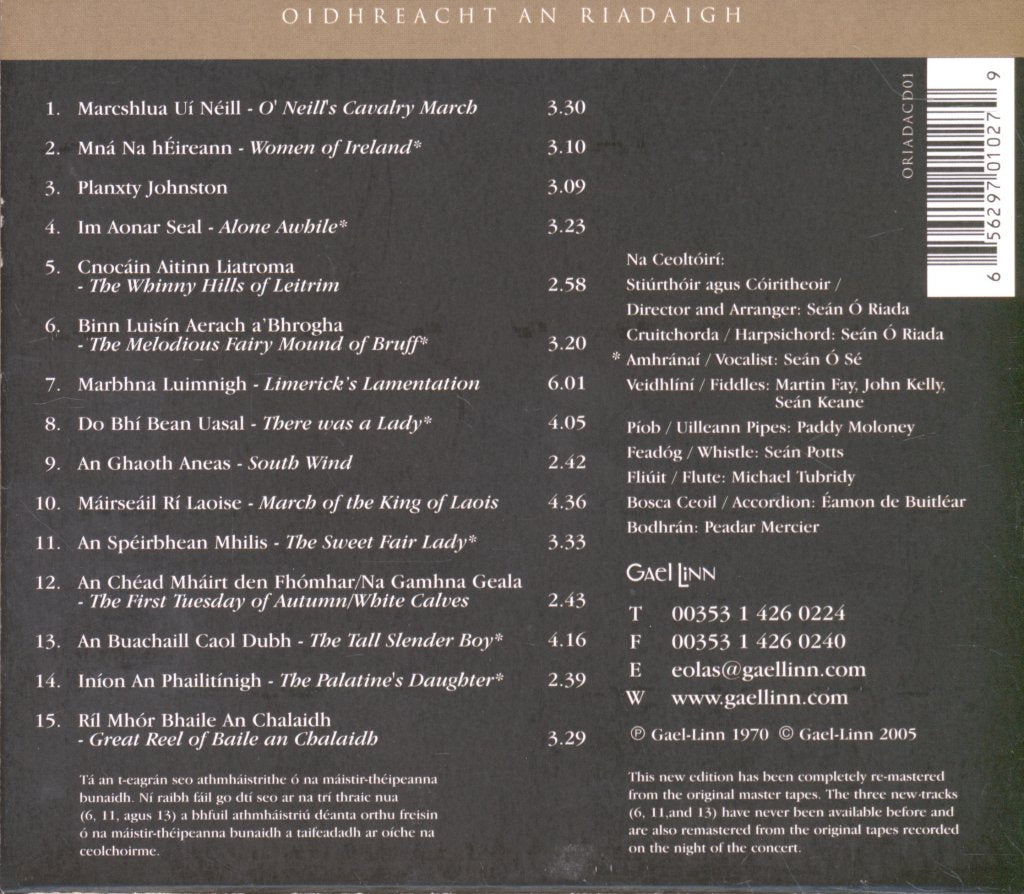 Seán Ó Riada : Ceoltóirí Chualann & Seán Ó Sé - Ó Riada Sa Gaiety - Cd