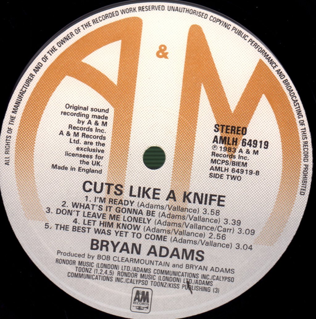 Bryan Adams - Cuts Like A Knife - Lp
