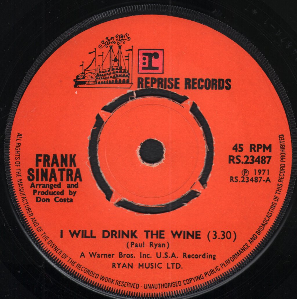 Frank Sinatra - I Will Drink The Wine - 7 Inch