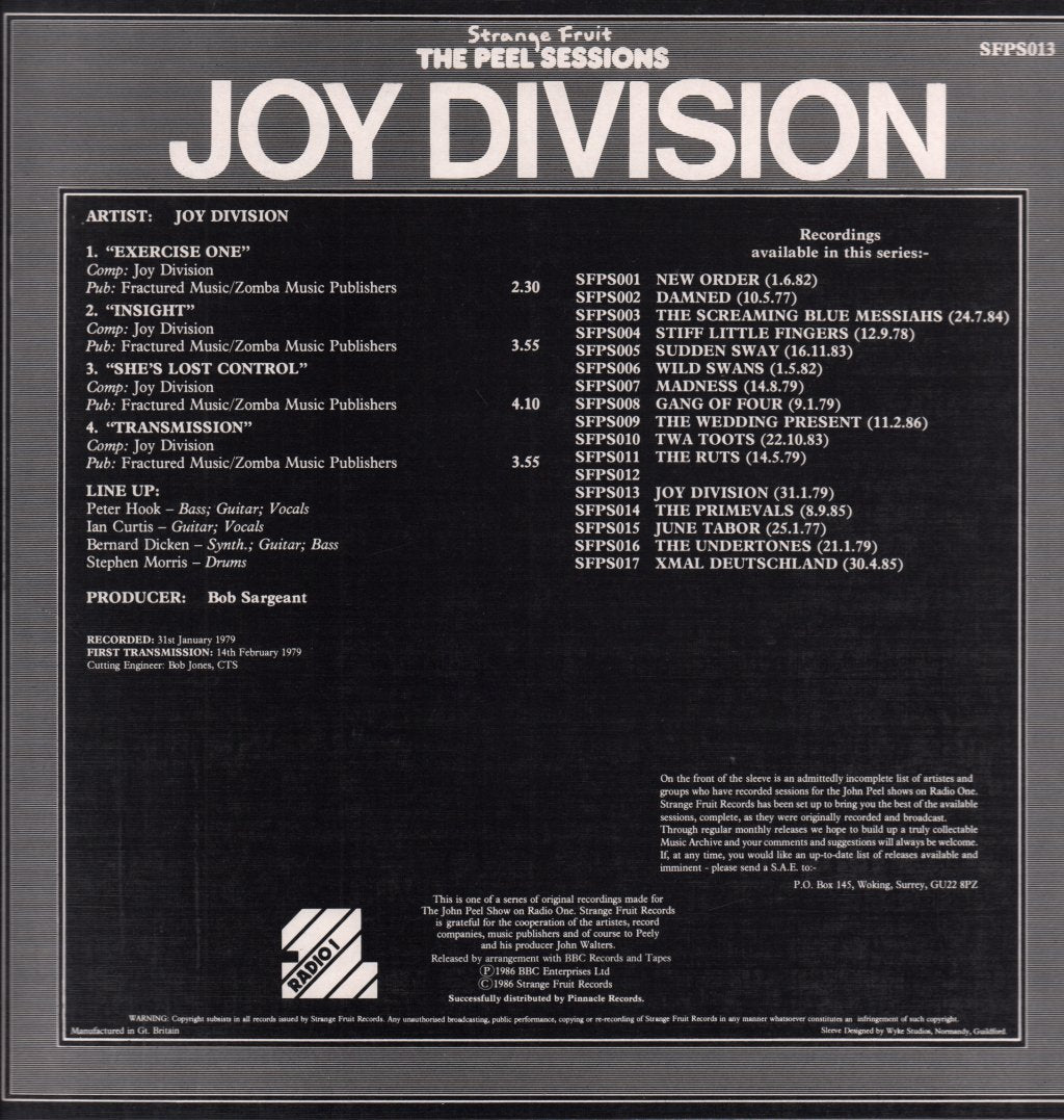 Joy Division - Peel Sessions - 12 Inch