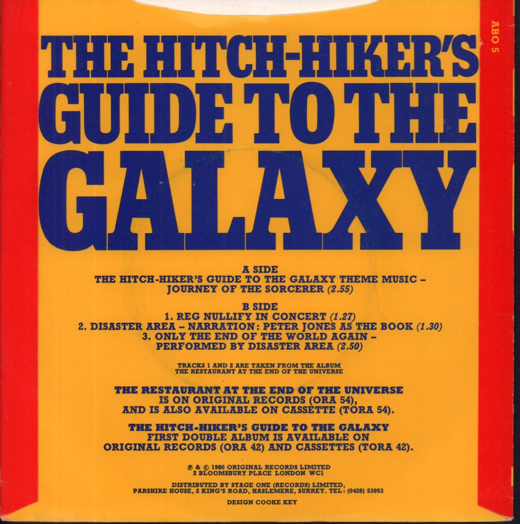Hitch-Hiker's Guide To The Galaxy - t.v. Theme Music - 7 Inch