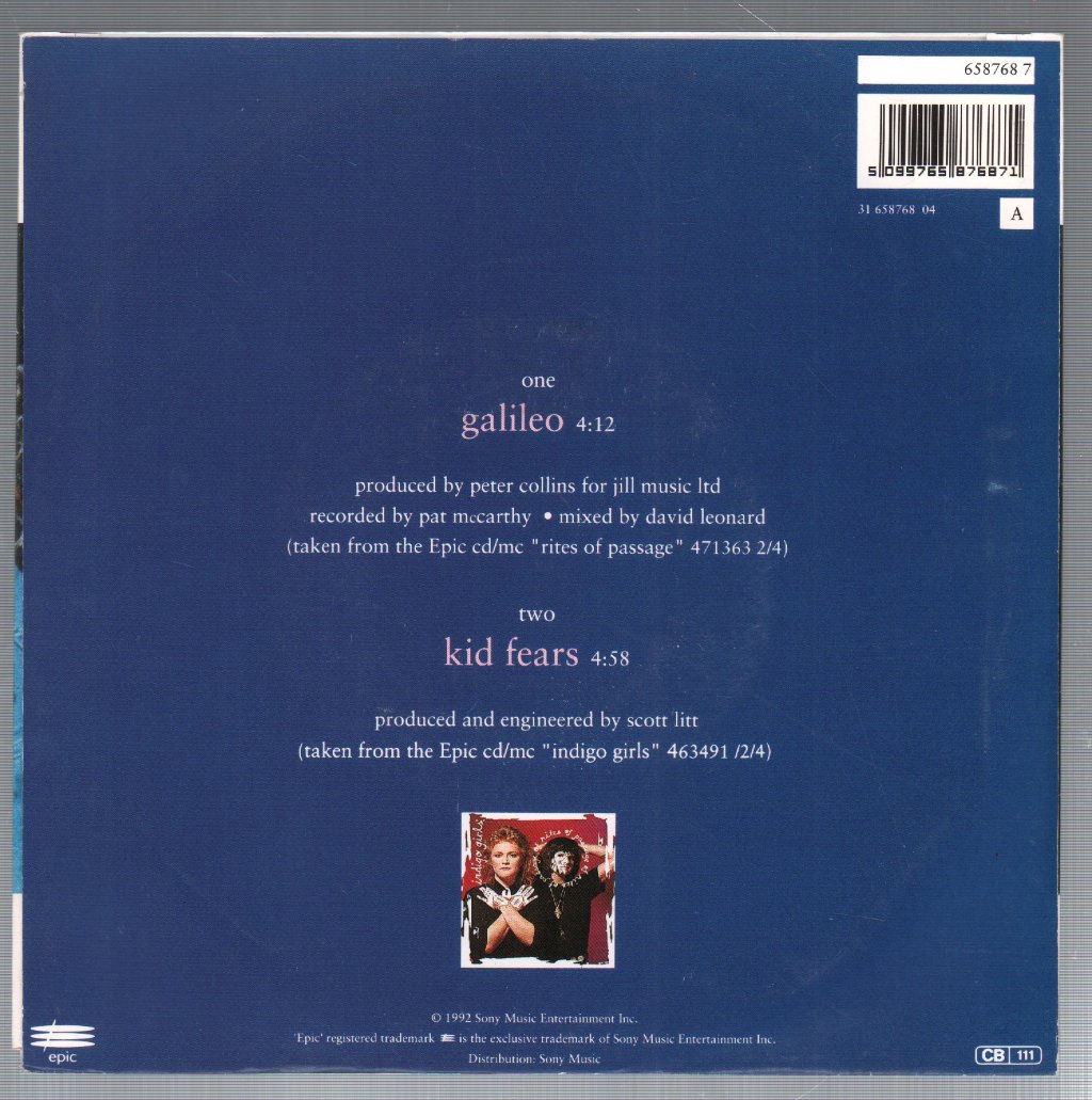 Indigo Girls - Galileo - 7 Inch