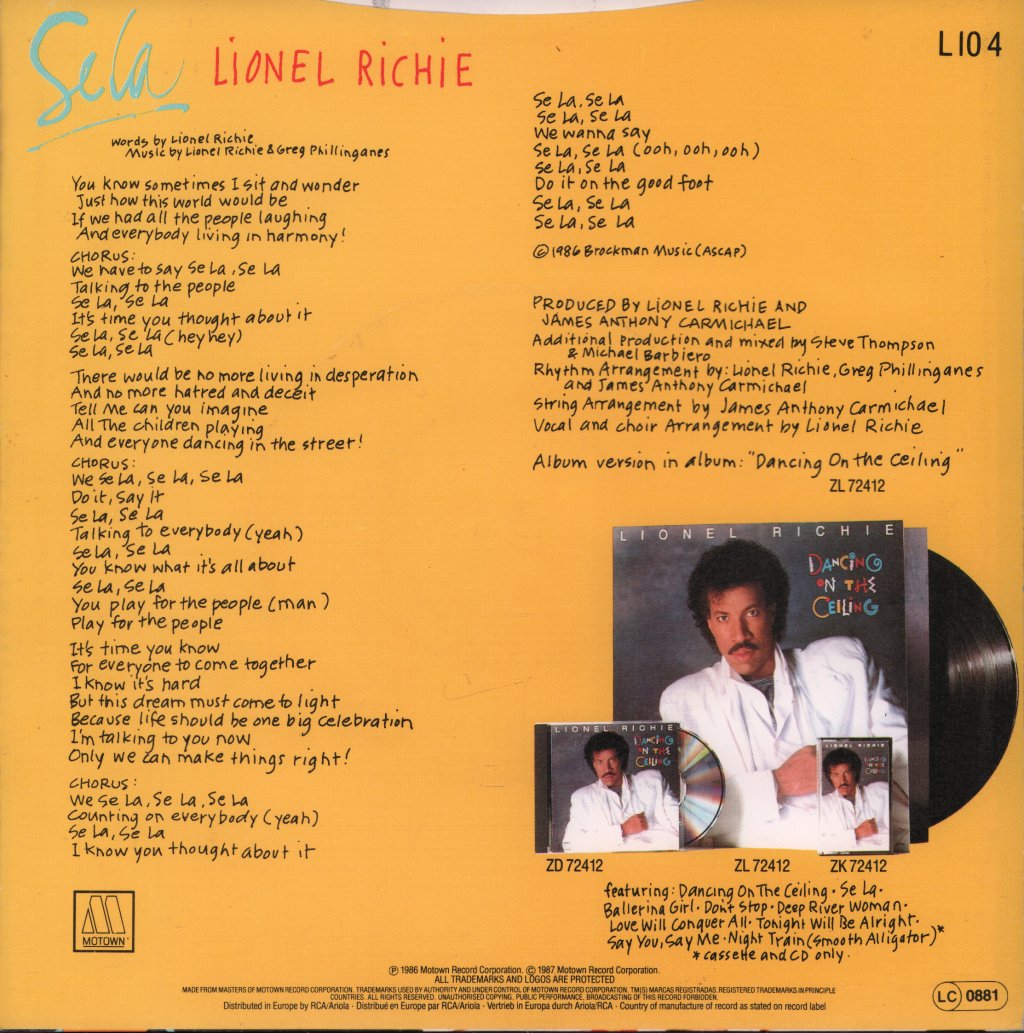 Lionel Richie - Sela - 7 Inch
