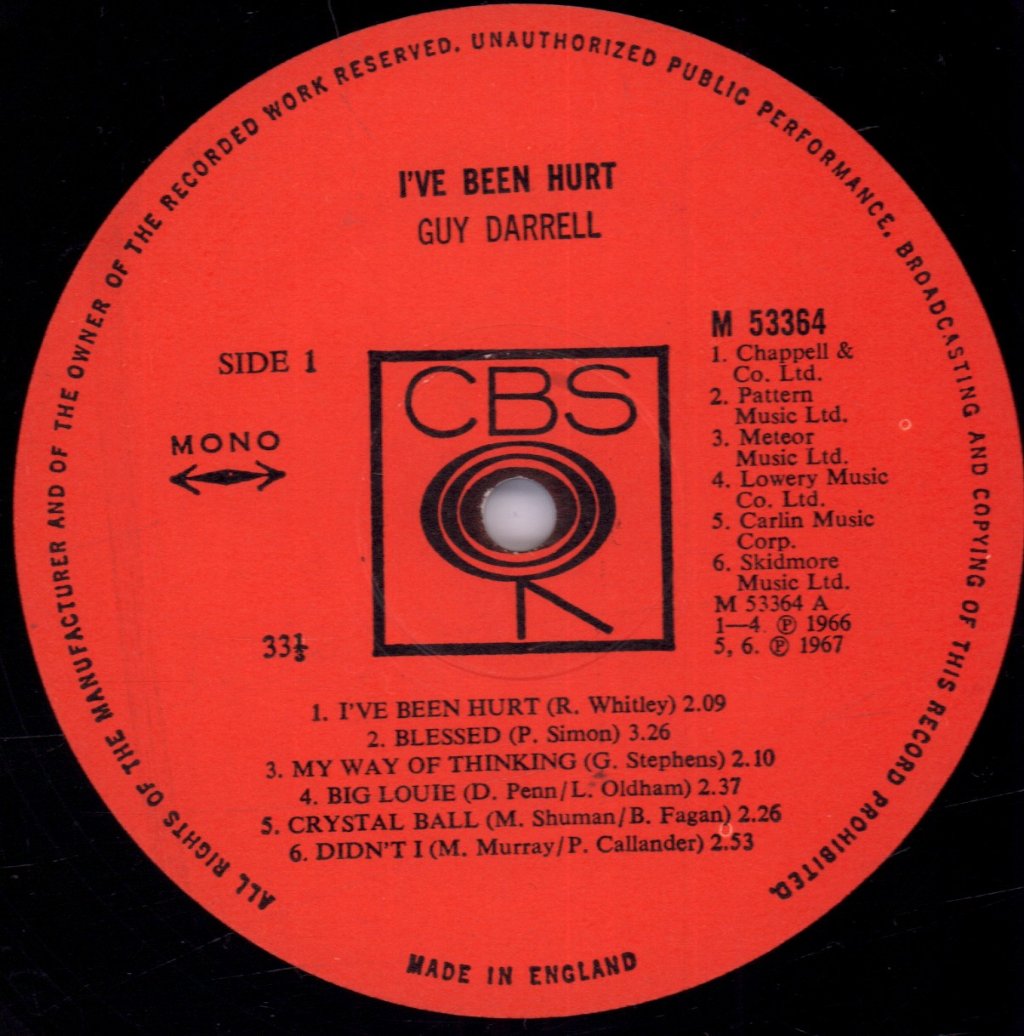Guy Darrell - I've Been Hurt - Lp
