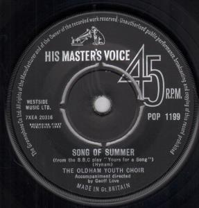 Oldham Youth Choir - Song Of Summer - 7 Inch