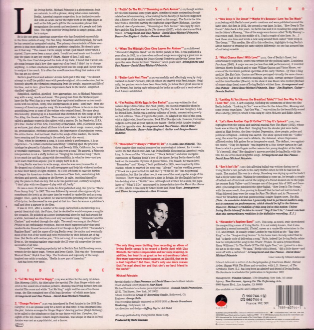 Michael Feinstein - Remember Sings Irving Berlin - Lp