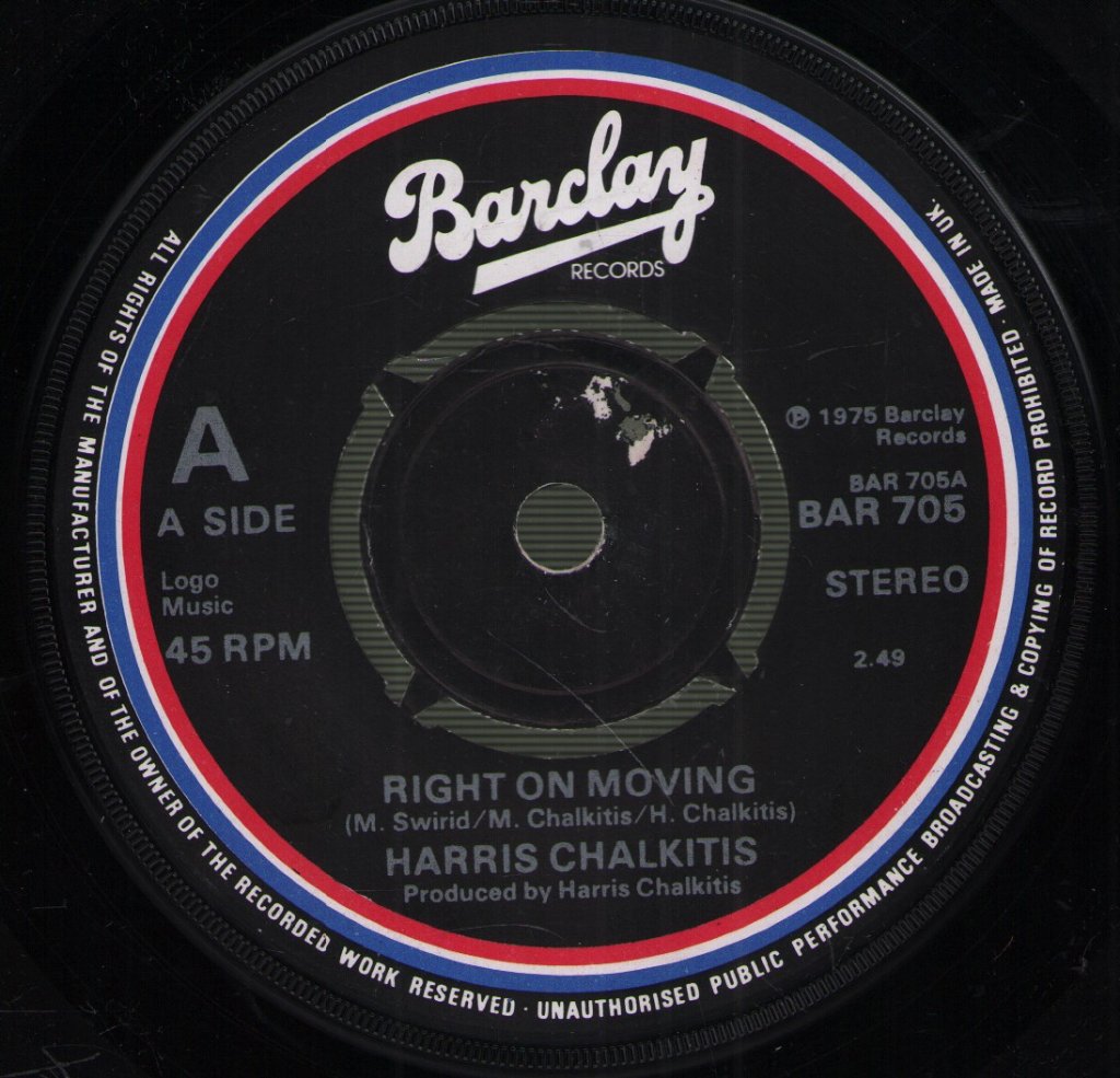 Harris Chalkitis - Right On Moving - 7 Inch