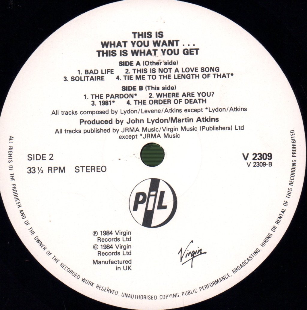 Public Image Limited - This Is What You Want This Is What You Get - Lp
