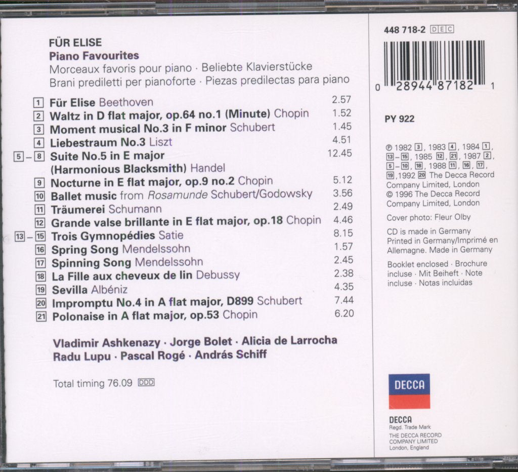 Various Artists - Für Elise (Piano Favourites = Beliebte Klavierstücke) - Cd