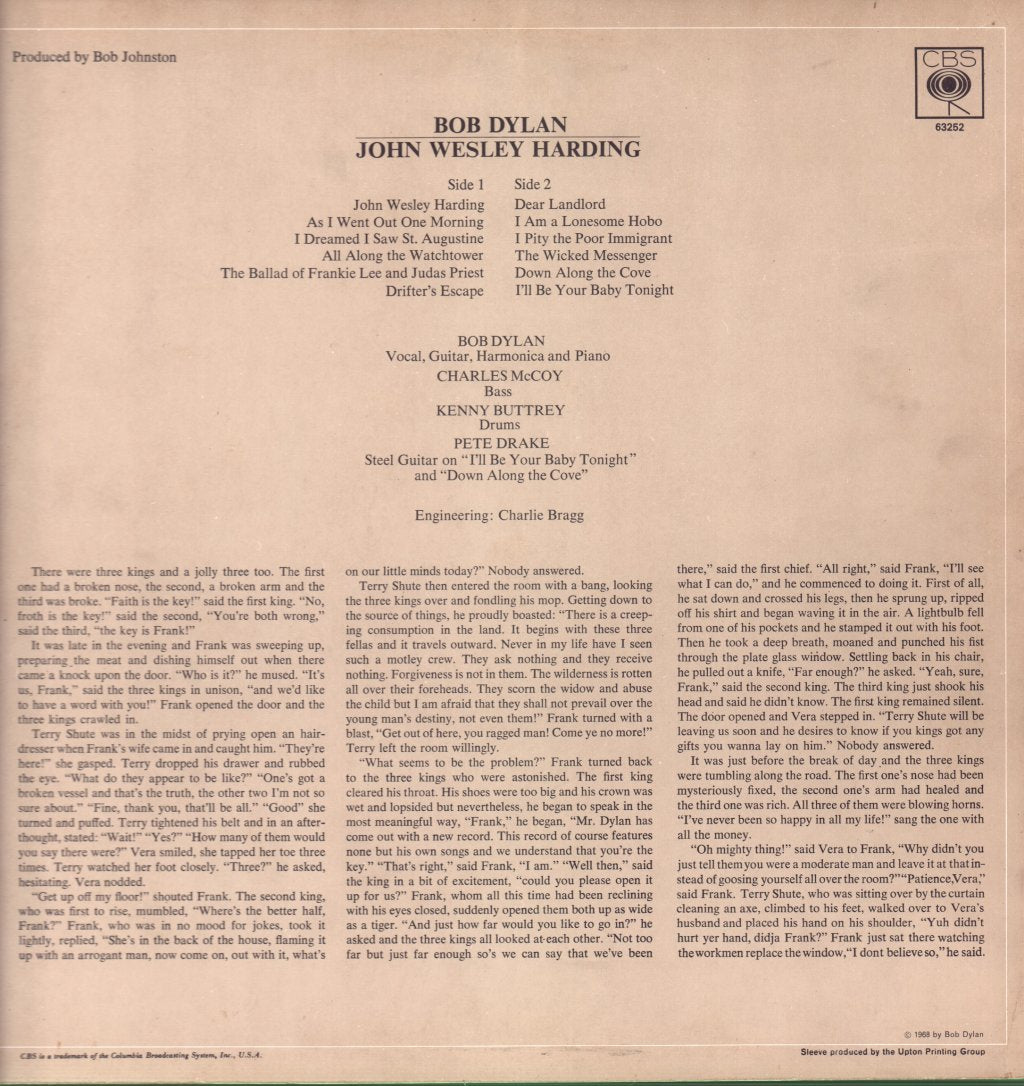 Bob Dylan - John Wesley Harding - Lp